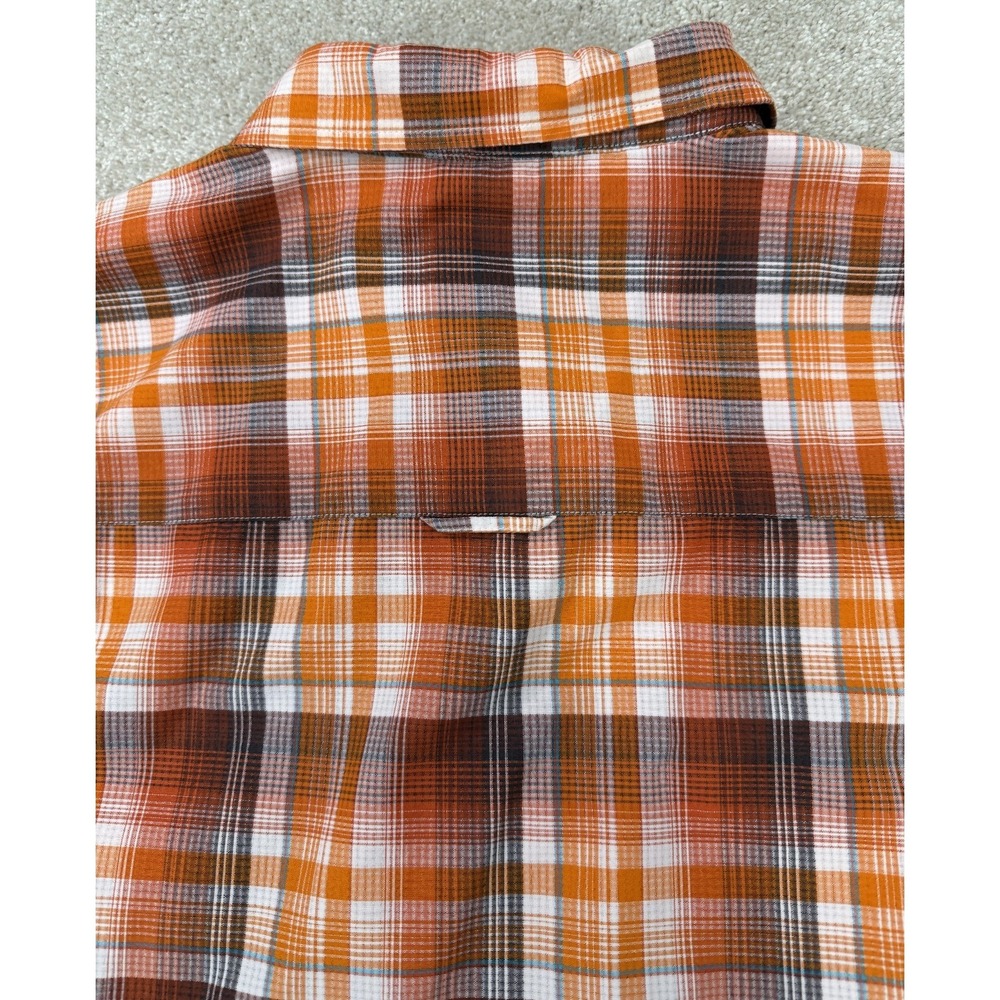 Marmot Button Down Shirt Mens XL Orange Plaid Short Sleeve Hiking Outdoor Casual - Picture 7 of 10